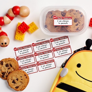 Personalized Dishwasher Safe Allergy Labels for Kids and Adults