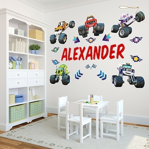 Life Size Blaze and the Monster Machines™ Personalized Name Wall Decals for kids bedroom walls, nursery and playrooms