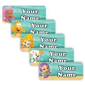 Bubble Guppies™ Girls Personalized Durable Waterproof Original Labels for Kids