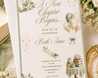 Bridal Shower Invitation | A New Chapter Begins | Editable Canva Template | Book Theme | Instant Download