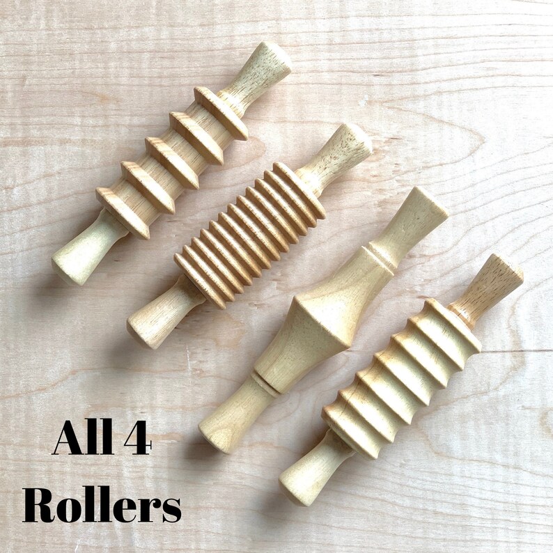 4 Wooden Textured Small Playdough Rollers Wood Roller Etsy