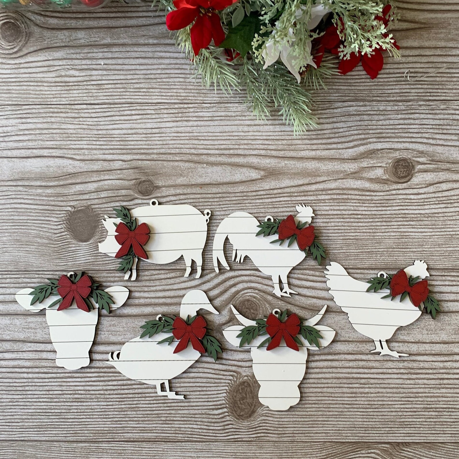 Farm Animal Ornaments Farmhouse Style Ornaments Etsy