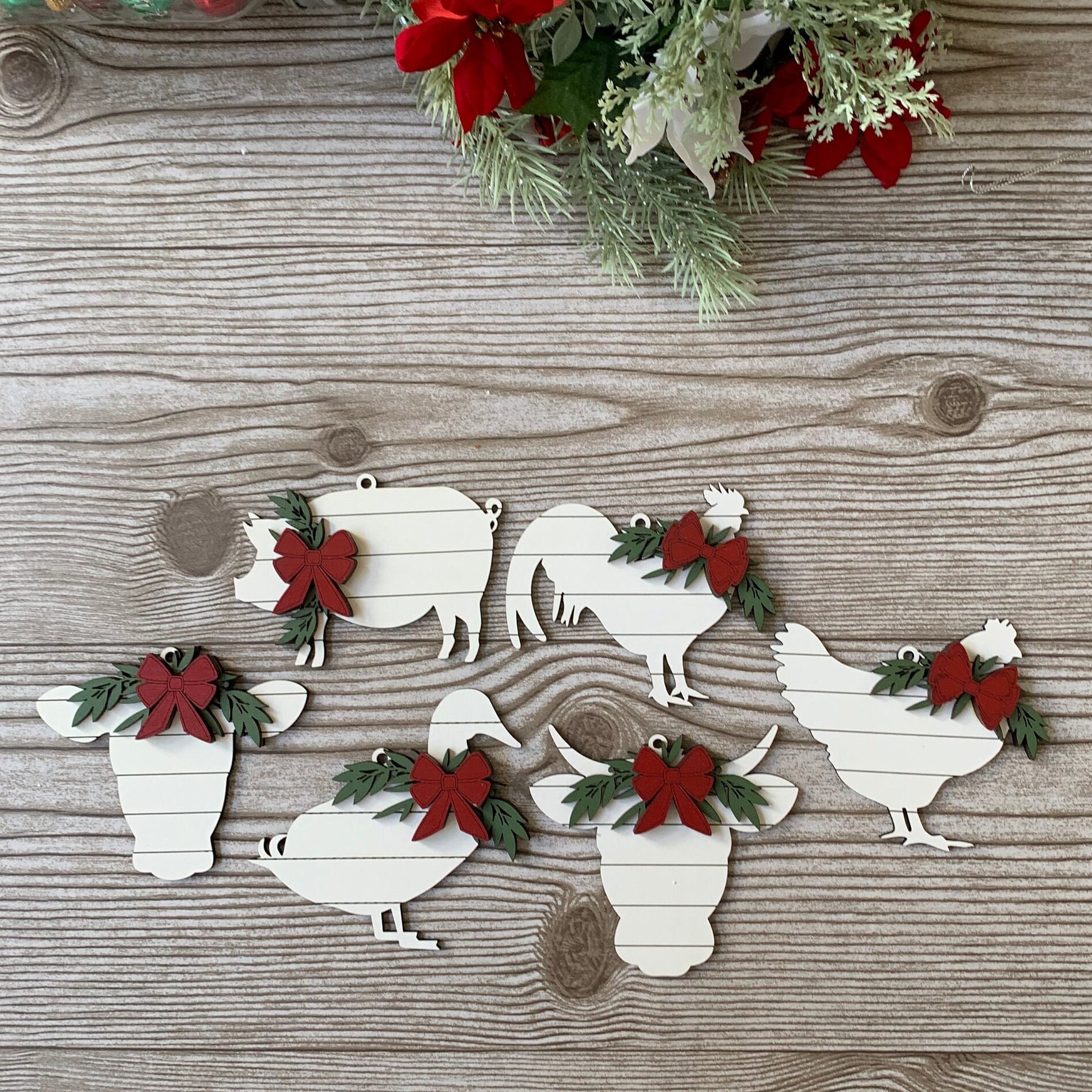 Farm Animal Ornaments Farmhouse Style Ornaments Etsy
