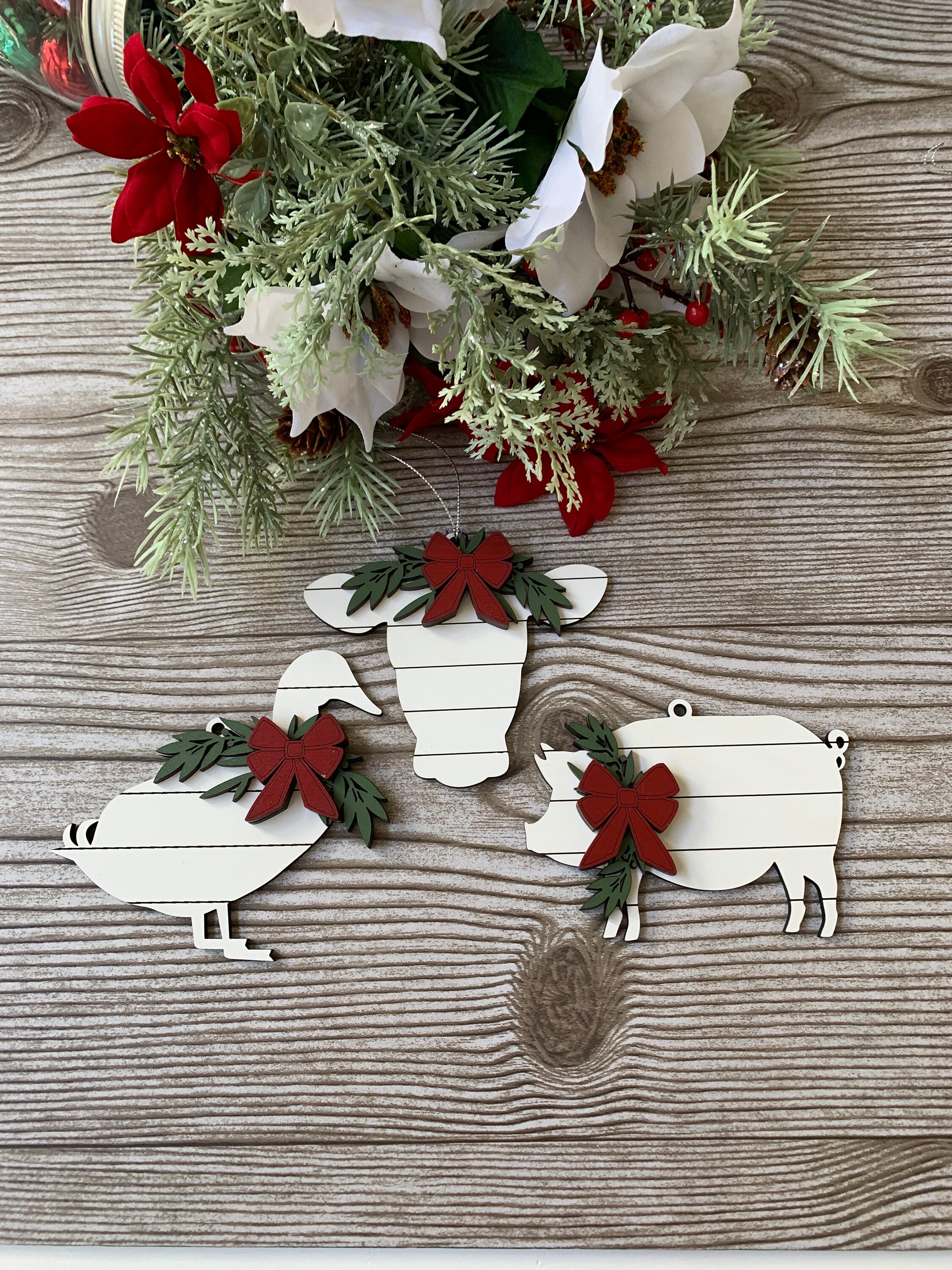 Farm Animal Ornaments Farmhouse Style Ornaments Etsy