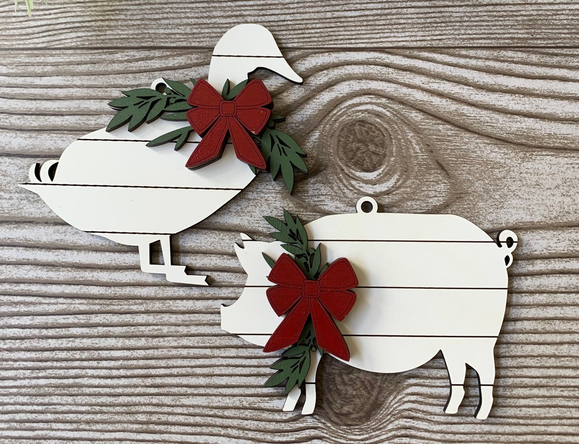 Farm Animal Ornaments Farmhouse Style Ornaments Etsy