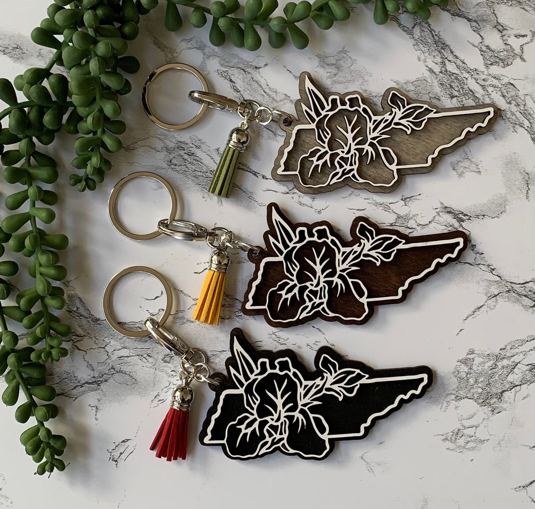 Tennessee Keychain Tennessee State Flower Keychain Layered Etsy