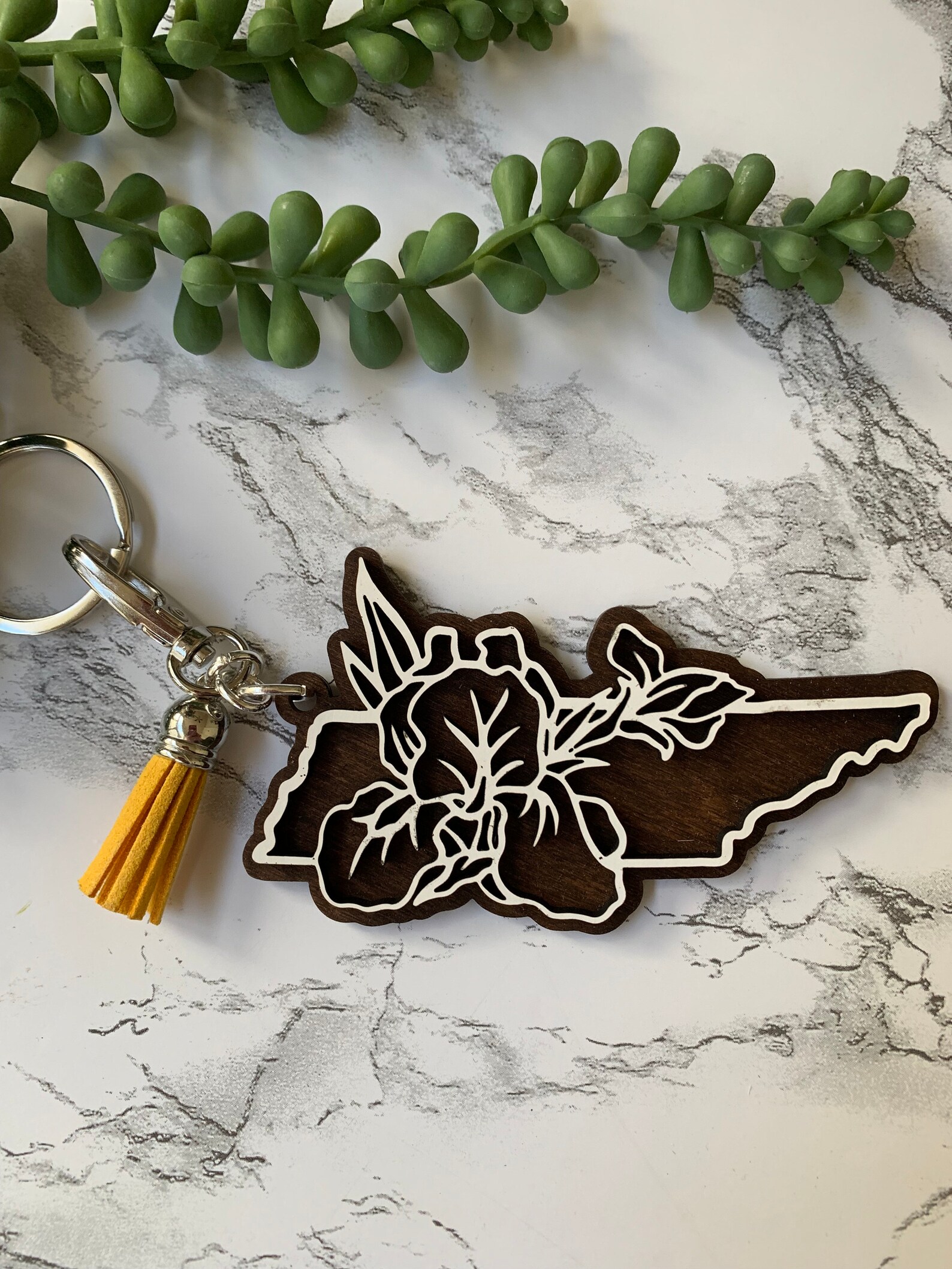 Tennessee Keychain Tennessee State Flower Keychain Layered Etsy