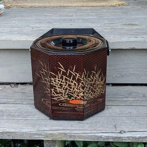 Vintage Japanese Octagon Ice Bucket, Ducks On A Pond, Toyo Made In Japan, Plastic Ice Bucket