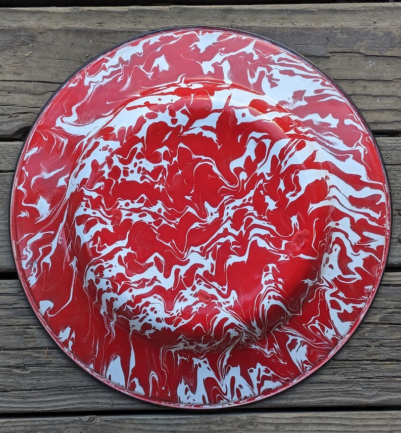 Splatter Plates Vintage Graniteware Splatter Plates, Set of Two, Red 10