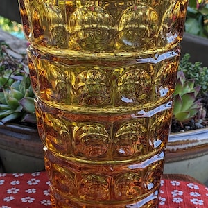 Vintage Mid Century Amber Frantisek Peceny Hermanova Hut Lens Vase, Very Heavy