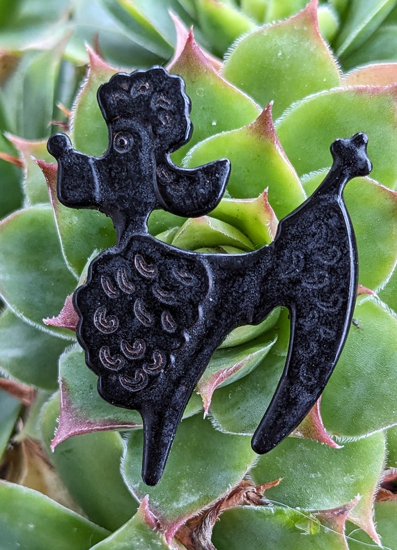 Vintage 1950s French Black Poodle Metal Pin - image 1