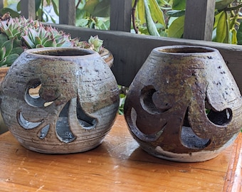 Vintage Art Pottery Votive Candle Holders, Earth tone Colors