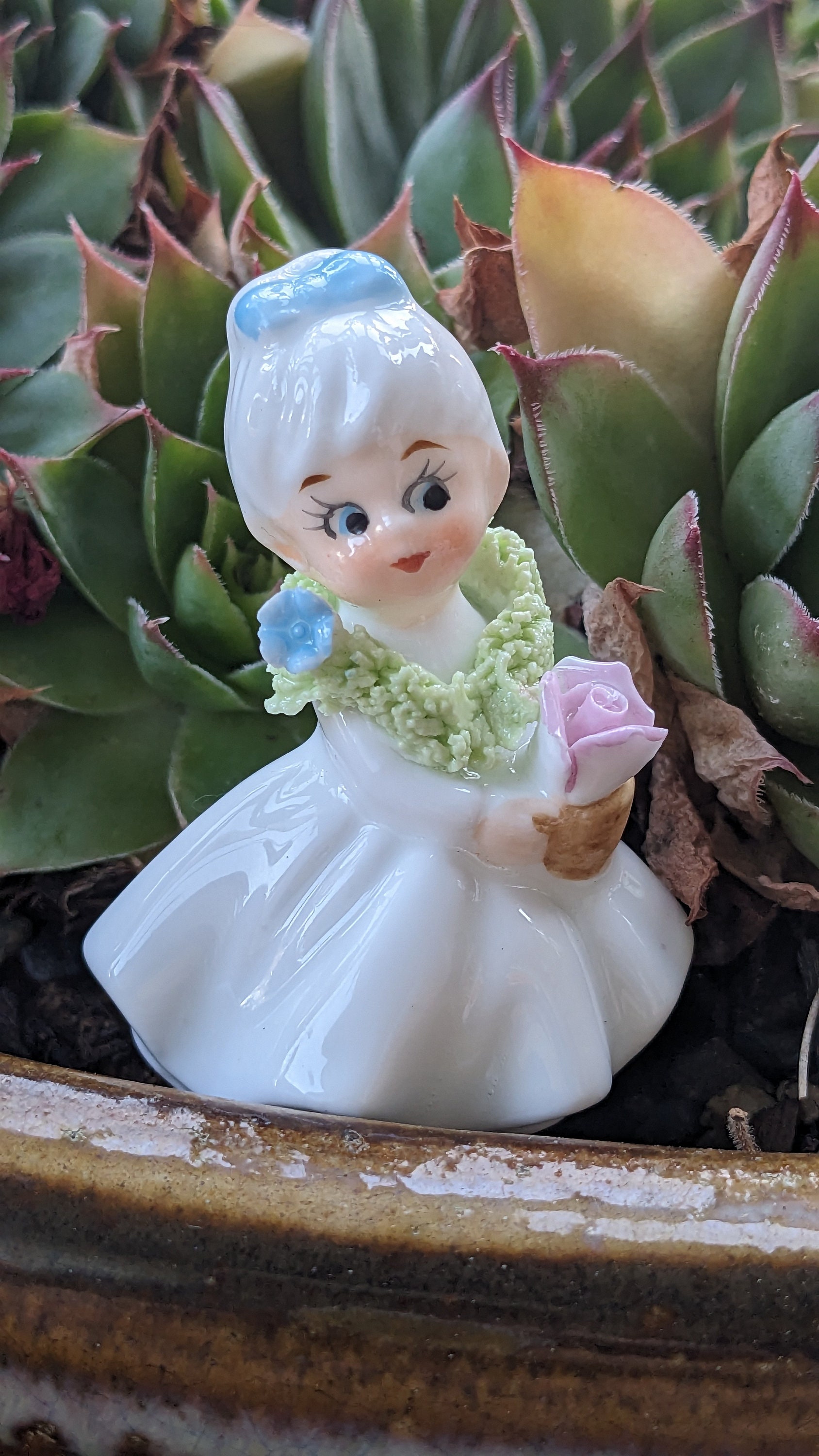 Adorable Vintage Napco Flower Girl of the Month, Miniature