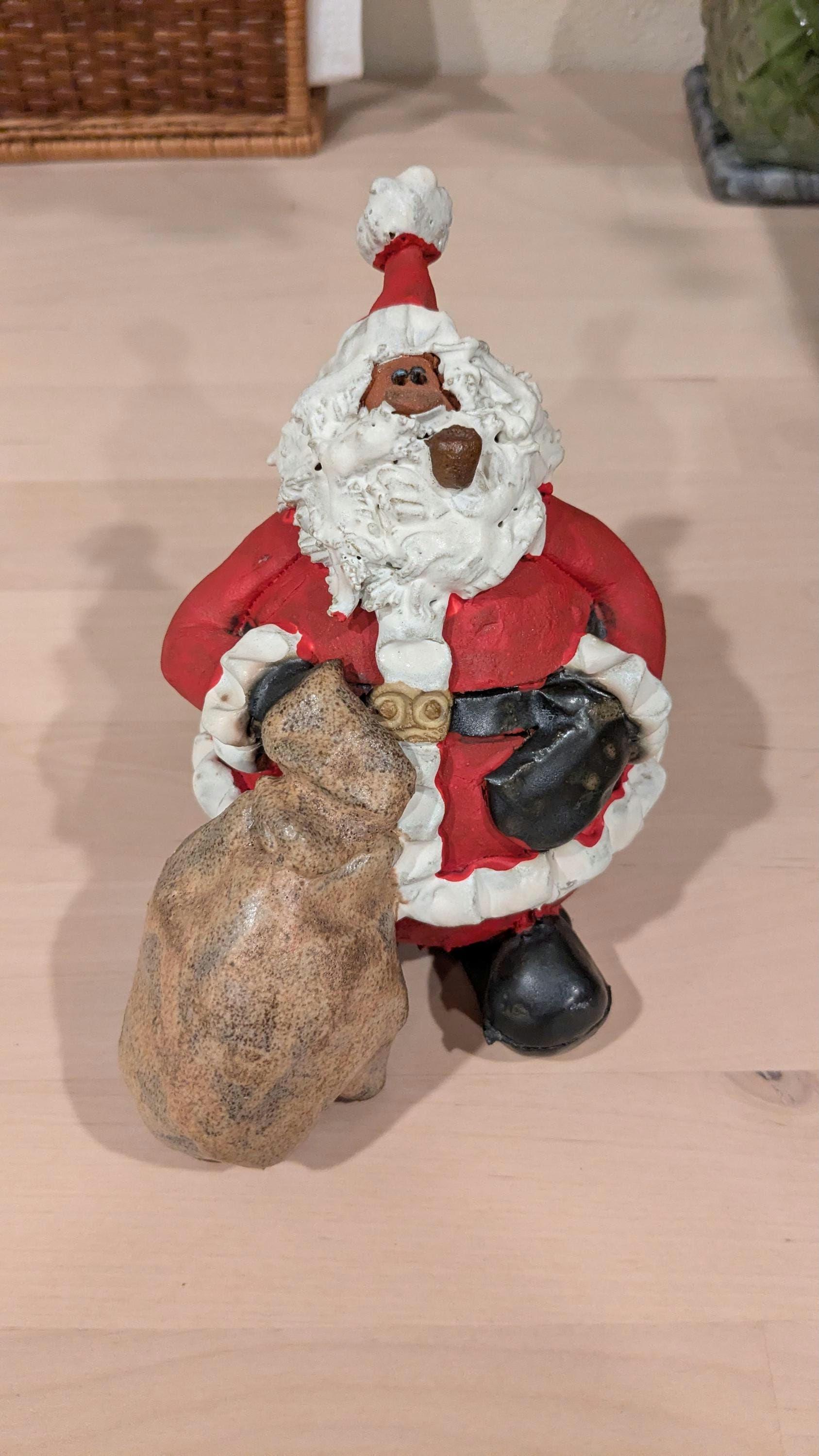 Vintage Sara Meadows Balloon People Santa Pottery Studio, 1992