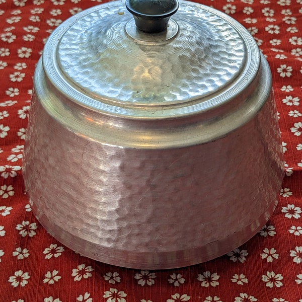 Vintage Belso hammered aluminum container/tin
