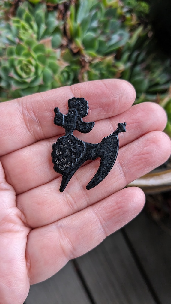 Vintage 1950s French Black Poodle Metal Pin - image 2