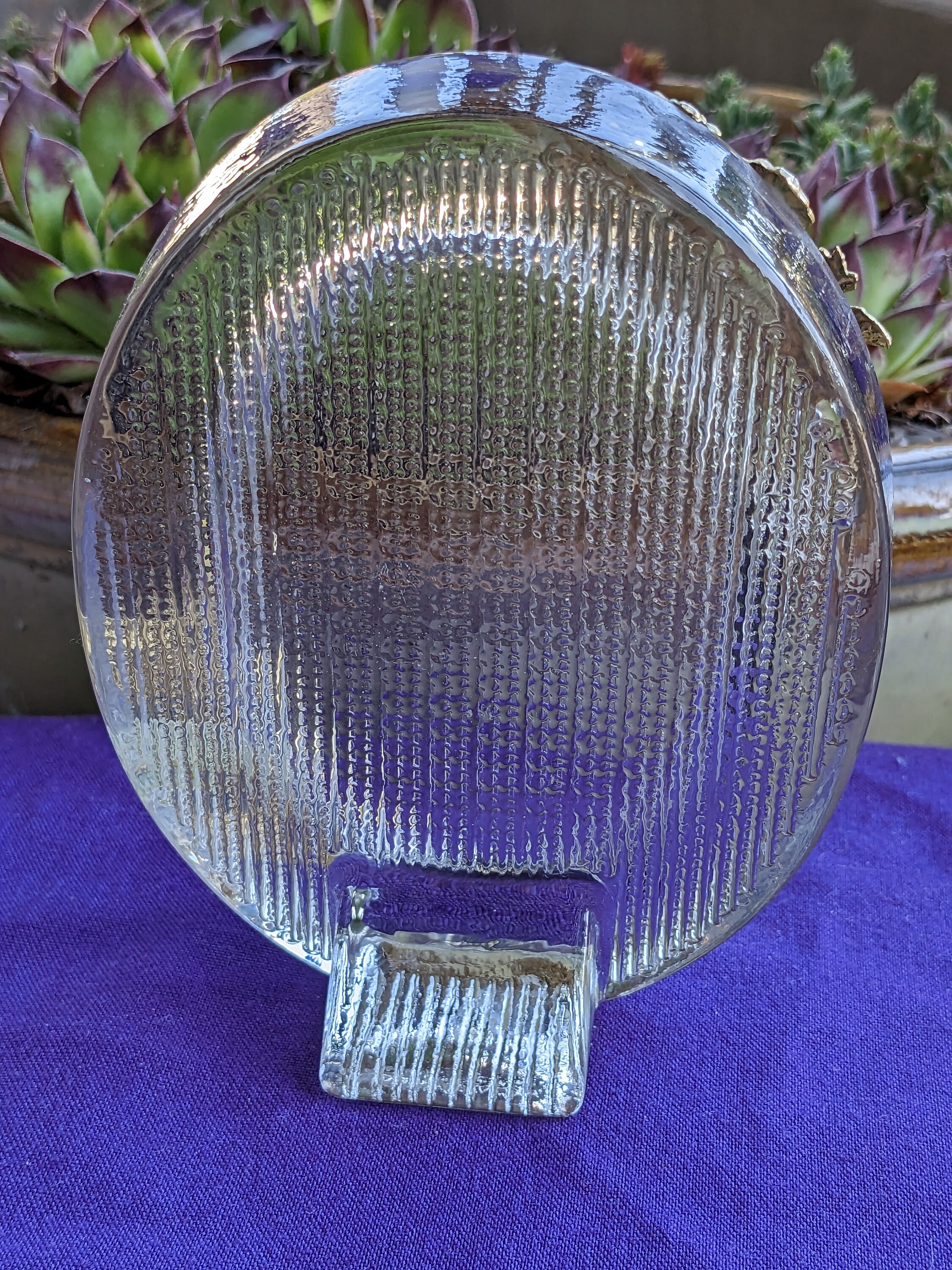 Vintage Italian Oval Clear Glass Picture Frame With Gold Metal Etsy