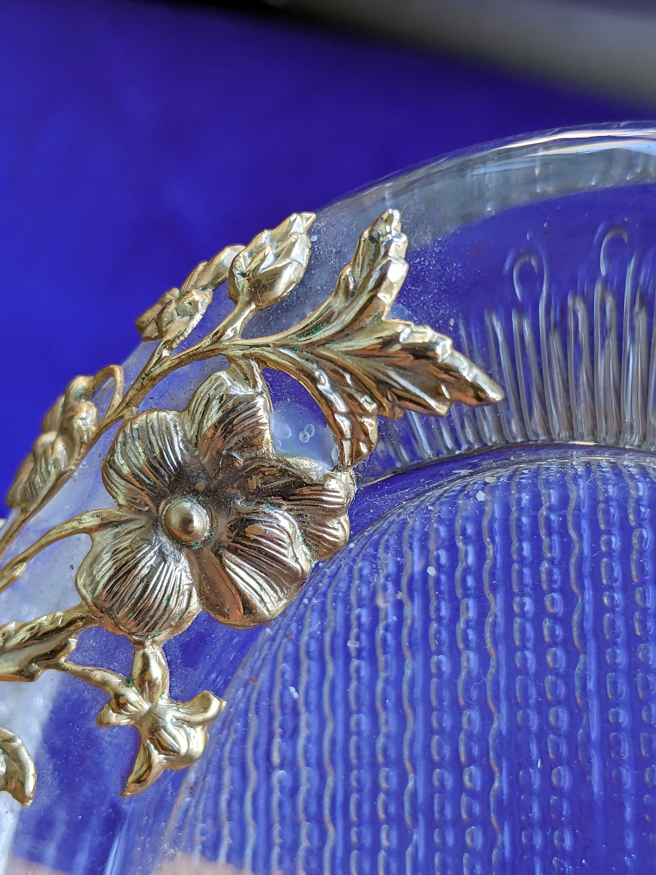 Vintage Italian Oval Clear Glass Picture Frame With Gold Metal Etsy