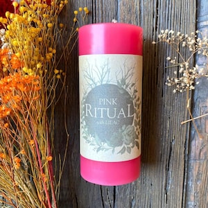 Pink Ritual Candle - 2x4 Scented Pillar Spell Candle - Sweet Romance, Attraction, Universal Love, Success, and Trauma Healing Candle Magic
