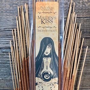 Rose and Green Leaves Incense Sticks - MAIDENS KISS - Witchy Incense for Magical Lifestyle - Spiritual Aromatherapy - Plant Based Oils