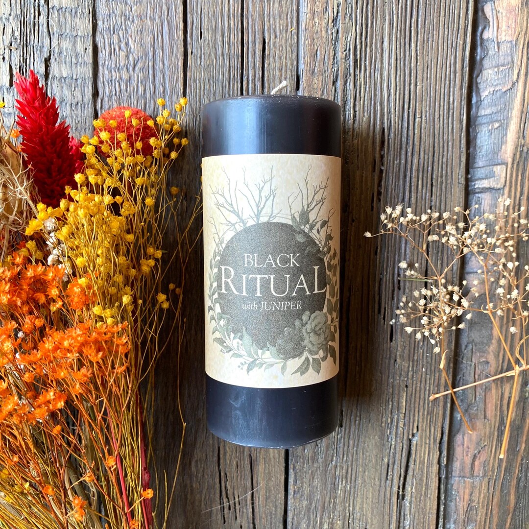 Black Ritual Candle - 2x4 Scented Pillar Spell Candle - Absorb Negative ...