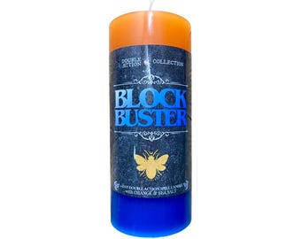 Block Buster Candle - 2x4 Double Action Orange Blue Ritual Candle - Remove Obstacle, Break Blocks, and Bring Success Spell Candle Magic