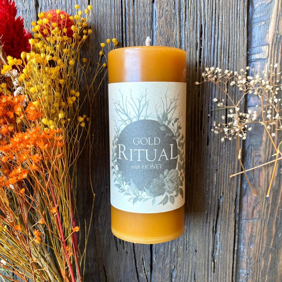 Gold Ritual Candle - 2x4 Scented Pillar Spell Candle - Magnetism, Luck ...