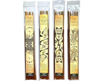 4 Pack Incense Sticks Bundle – 80 Total - 11” Ritual Incense Set - Sandalwood, Coffee, Bayberry, Rose Petal - For Witchcraft, Altars, Spells