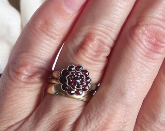 Vintage Boho Granat Silberring, Boho Granat Ring, Granat Cluster Ring, Cluster Granat Ring, Geschenk Januar Geburtsstein Ring, G76