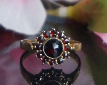 Granat Ring, Boho Granat Silber Ring, Boho Granat Ring, Granat Cluster Ring, Cluster Granat Ring, Januar Geburtsstein Ring Geschenk, G108