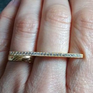 Vintage Silver ring with 24 zirconias stones, silver ring size 8, 2 fingers covered ring, gift for her with free gift box, 265