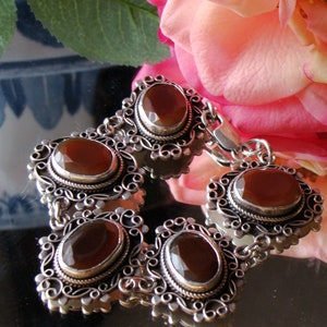 Beautiful RARE Sterling Silver bracelet, Carnelian Vintage bracelet, Art Deco silver bracelet, Renaissance Bracelet ,  gift for her,085