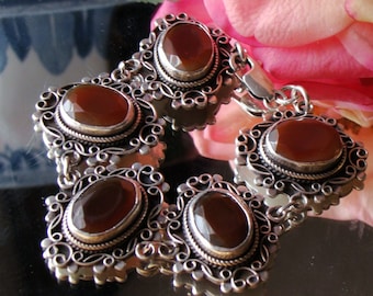 Schönes SELTENES Sterling Silber Armband, Karneol Vintage Armband, Art Deco Silber Armband, Renaissance Armband, Geschenk für Sie, 085