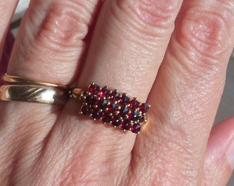 Vintage Boho Granat Silberring, Boho Granat Ring, Granat Cluster Ring, Cluster Granat Ring, Geschenk für sie, Januar Geburtsstein Ring,G73