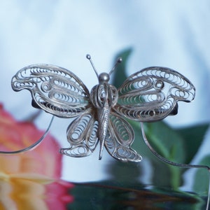 Vintage Silver butterly brooch, Filigree butterfly brooch, Large brooch, insect brooch, chick Butterfly, gift for her, 78