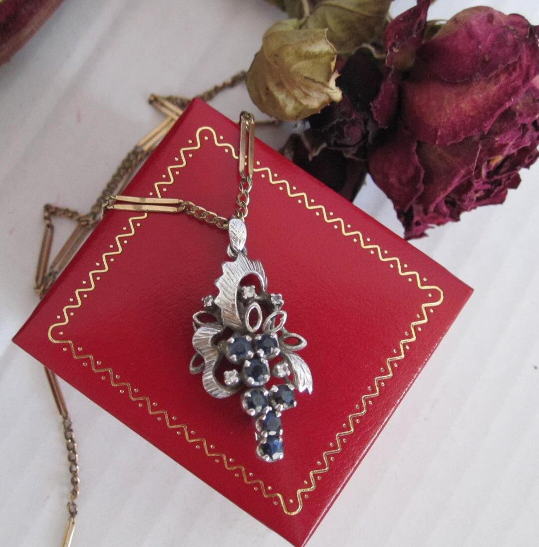 Vintage Sterling SILVER Art Deco Pendant With Sapphires