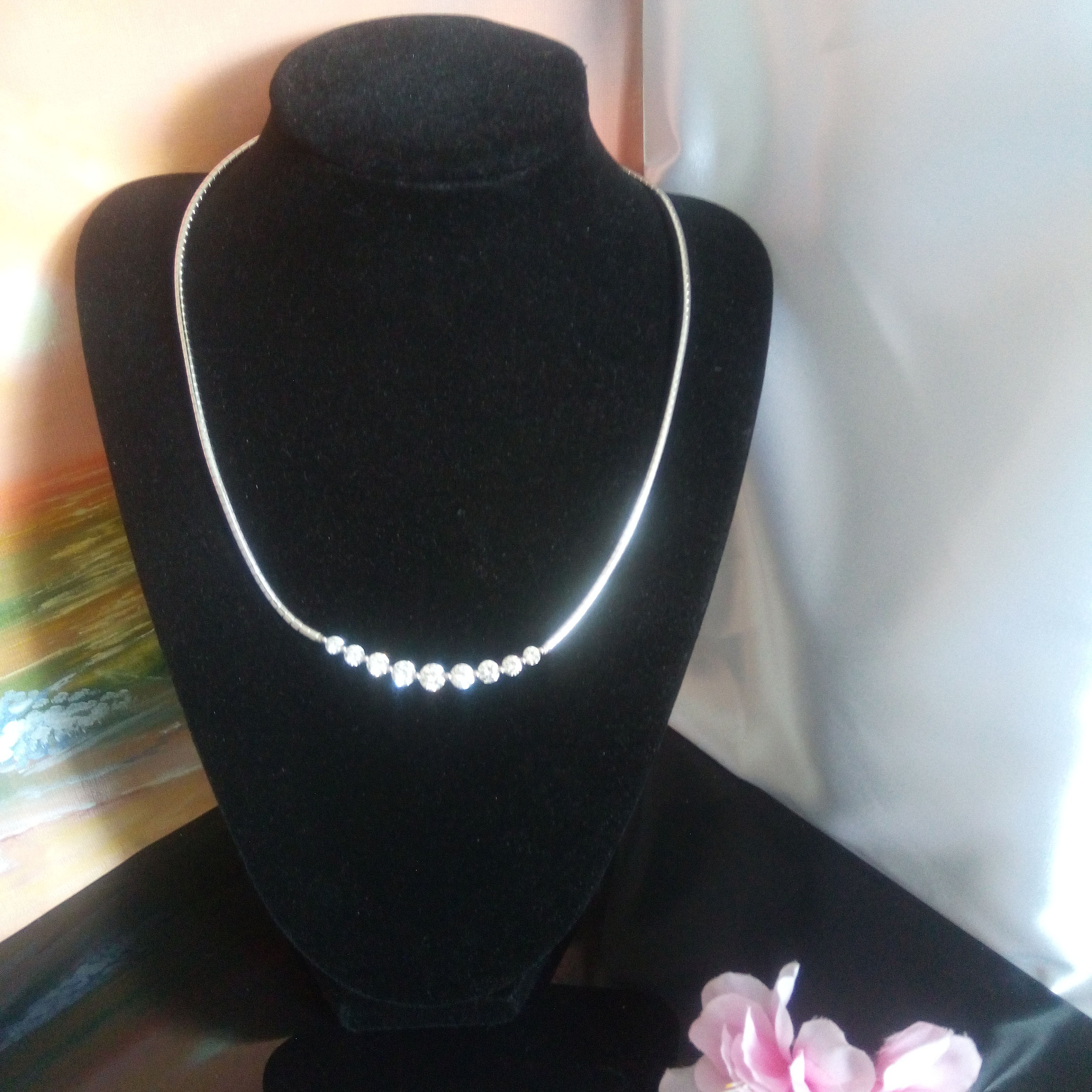 Vintage Silver Necklace, Sterling Silver Chocer, Sterling