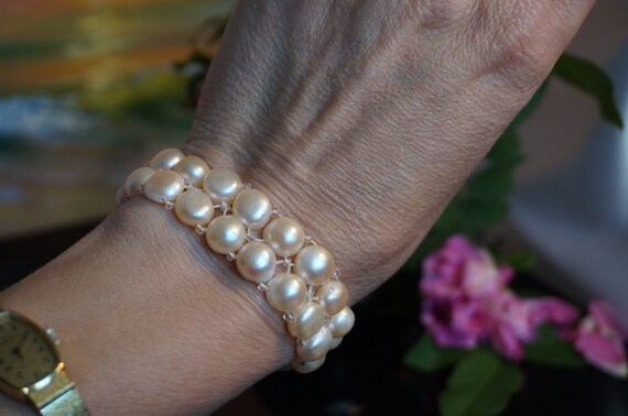 Bridal Light Pink Fresh water pearls bracelet, ro… - image 10