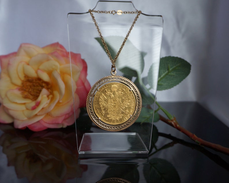 Reserved Antique Pure Gold Austrohungarian 4 Ducat Coin Framed in 18kt
