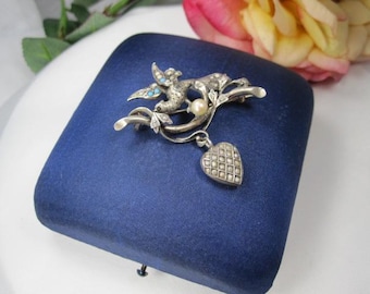 Rare Antique German Biedermeier 800 Silver Brooch with Pheasant & Floral Motif, TB243