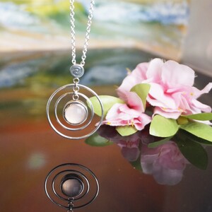 vintage silver chain and silver pendant with Rose quartz, anniversary gift, gift for her, birthday gift, 191