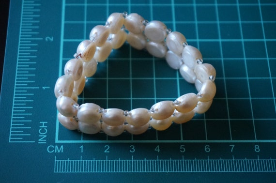 Bridal Light Pink Fresh water pearls bracelet, ro… - image 4