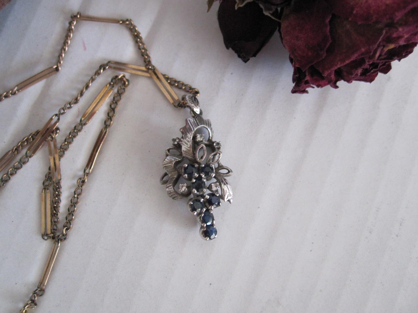 Vintage Sterling SILVER Art Deco Pendant With Sapphires. - Etsy