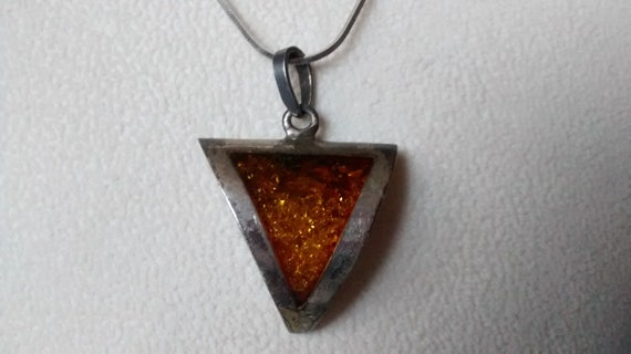 Vintage Silver Amber pendant, Gorgeous amber pend… - image 5