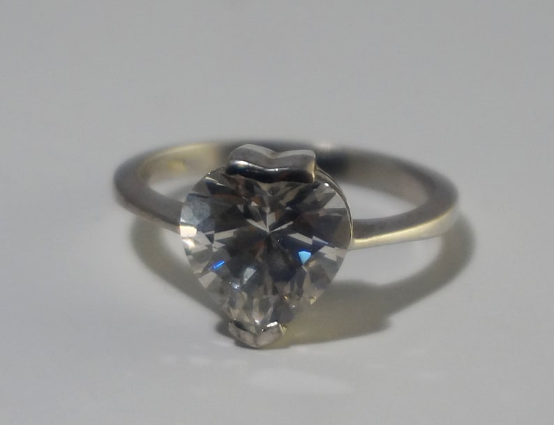 engagement ring 925 Heart silver 925 ring with zirconia and onyx rhinestones Elegant Vintage