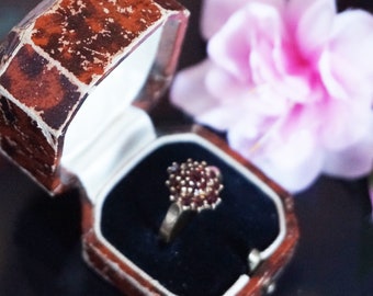 Granat Ring, Boho Granat Silber Ring, Boho Granat Ring, Granat Cluster Ring, Cluster Granat Ring, Januar Geburtsstein Ring Geschenk, G47