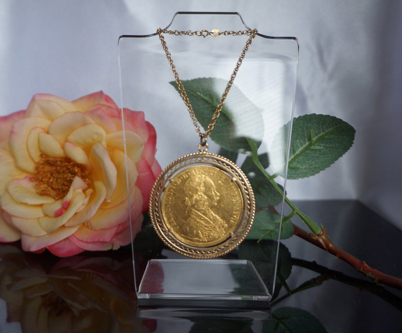 Reserved Antique Pure Gold Austrohungarian 4 Ducat Coin Framed in 18kt