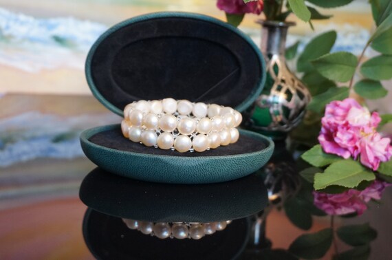Bridal Light Pink Fresh water pearls bracelet, ro… - image 9