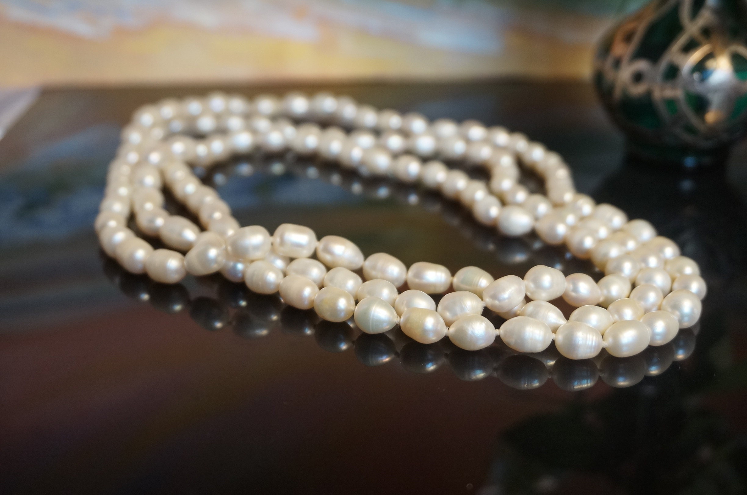 Collana Vintage Perle 7-9mm Collana Di Perle Barocche D'acqua Dolce Naturali - Bianche 7-9mm, Lunghezza Regolabile, Placcata Argento Vere Prezzo Minimo