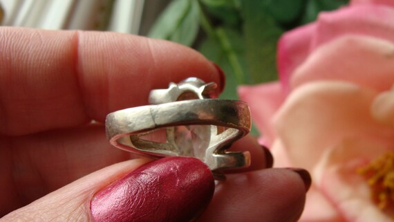 Vintage sterling silver ring, silver floral ring,… - image 6